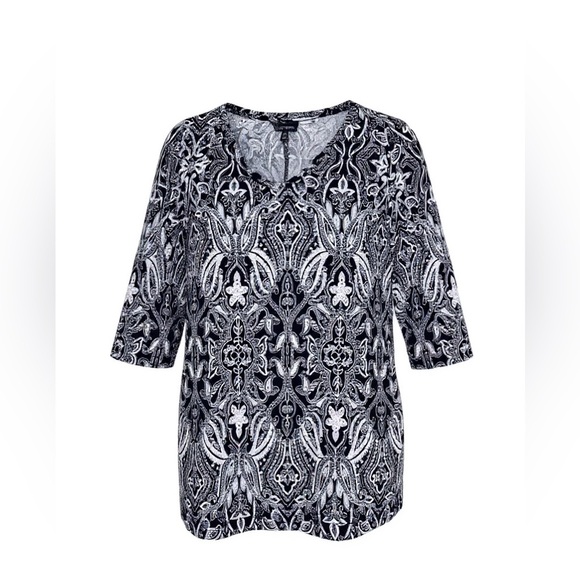 Jones New York Tops - Jones New York Women’s Black and White,Pink Paisley Floral Blouse Size X1 boho